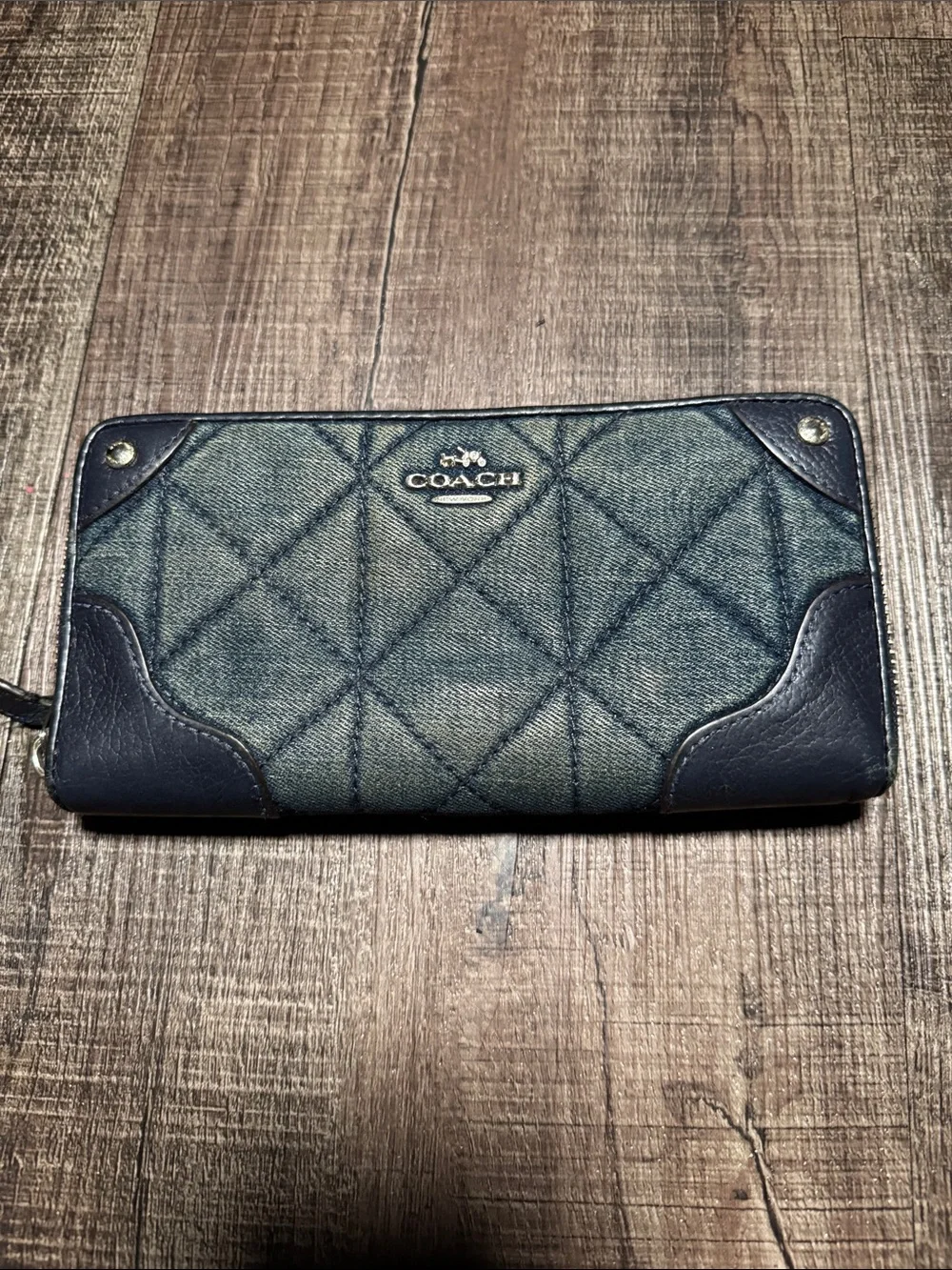 Coach Quilted Denim and Navy Zip Wallet